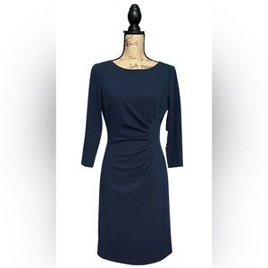 PRESTON & YORK Navy Blue Fitted Knee Length Dress Size 6